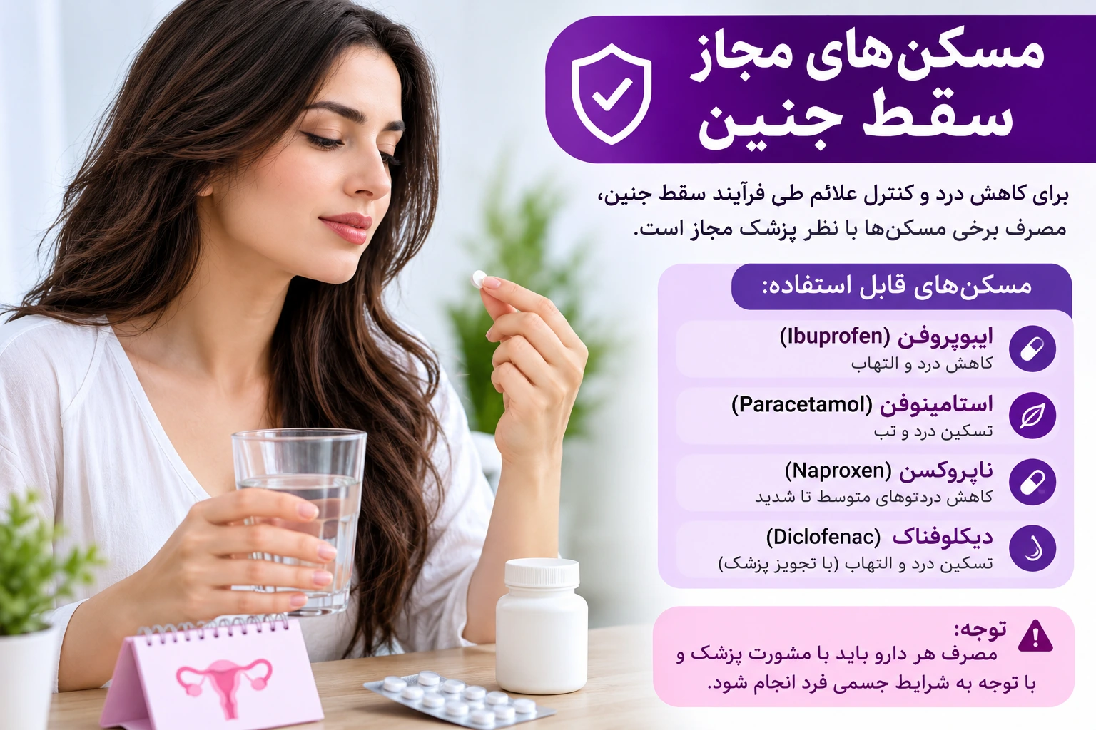 مسکن های مجاز سقط جنین